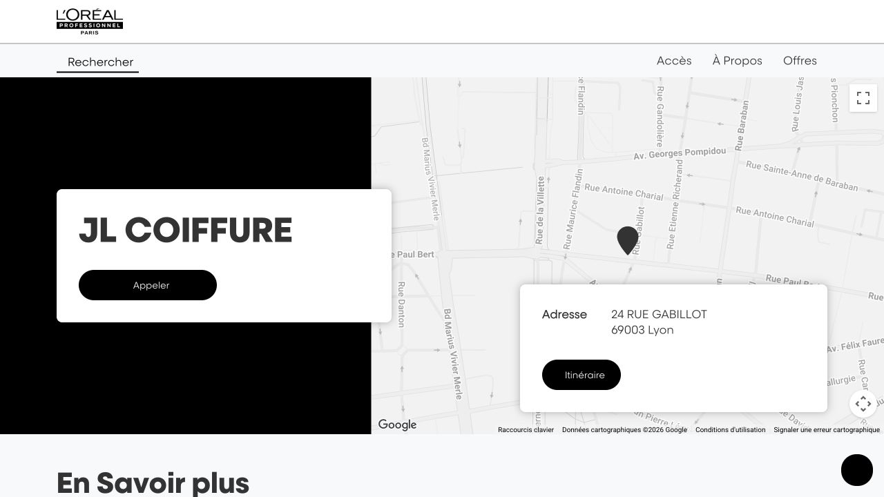 Capture du site de JL Coiffure