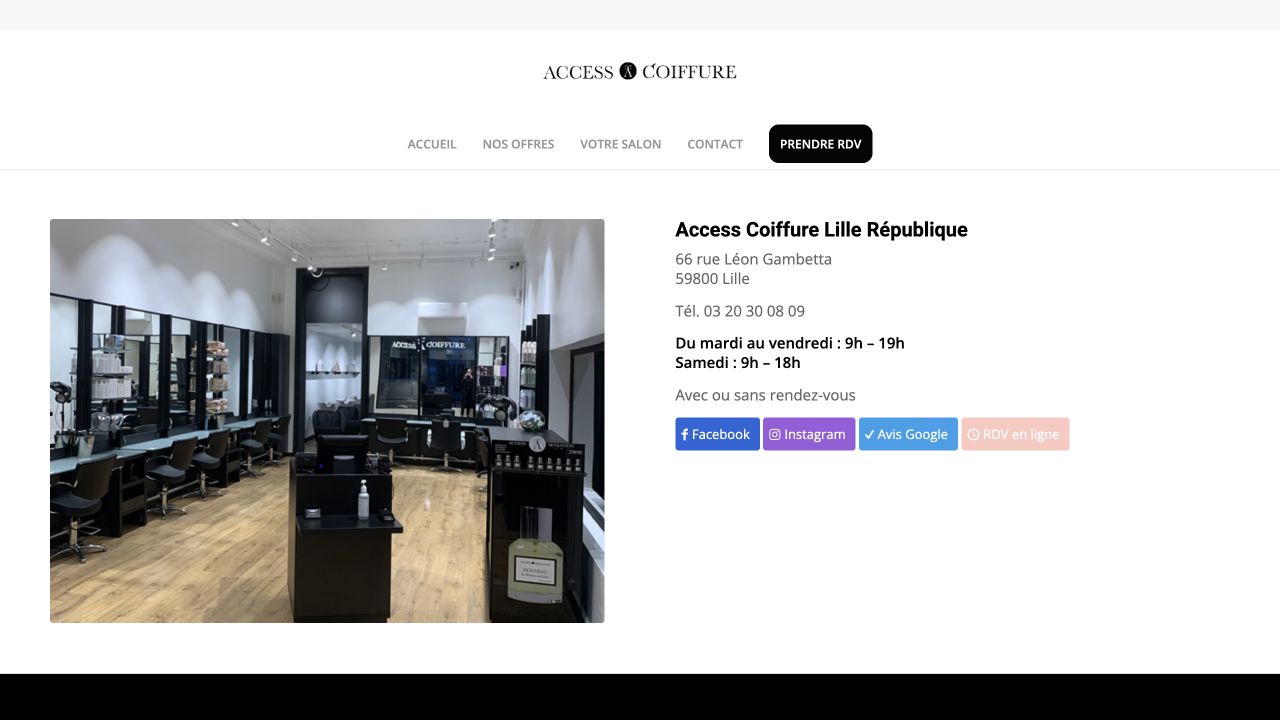 Capture du site de Access Coiffure — Lille République