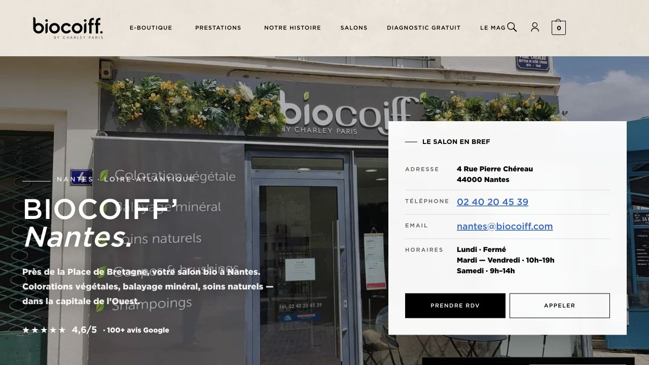 Capture du site de Biocoiff’ Nantes