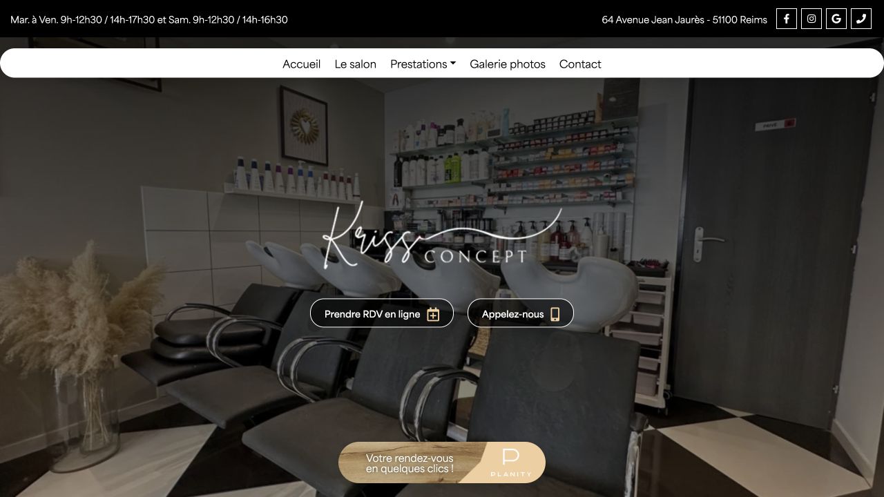 Capture du site de Kriss Concept