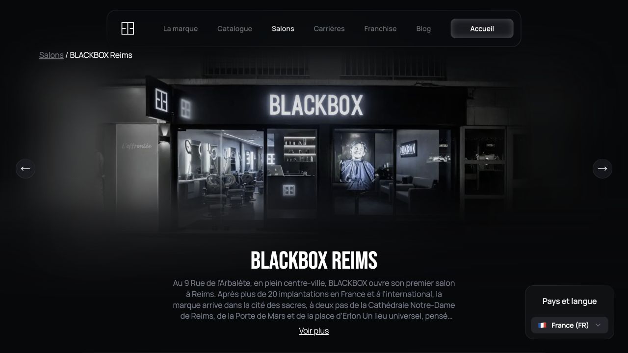 Capture du site de BLACKBOX Reims