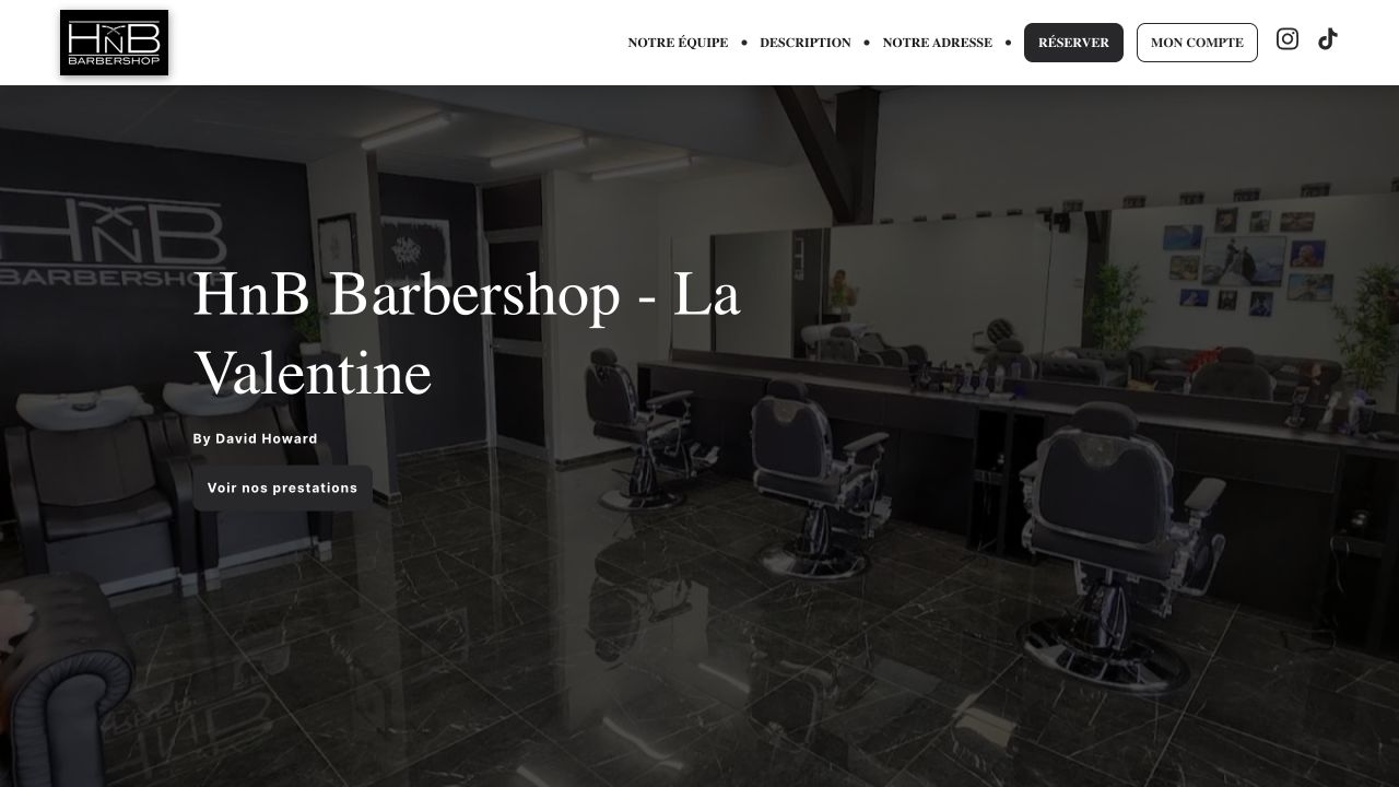 Capture du site de HnB Barbershop — La Valentine